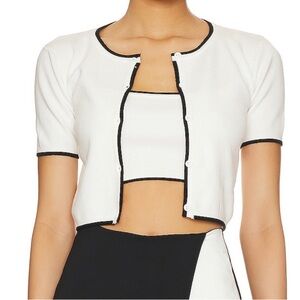 Majorelle White Cardigan with Black Trim